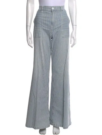 Pre-owned Frame Striped Flared Pants In Blue