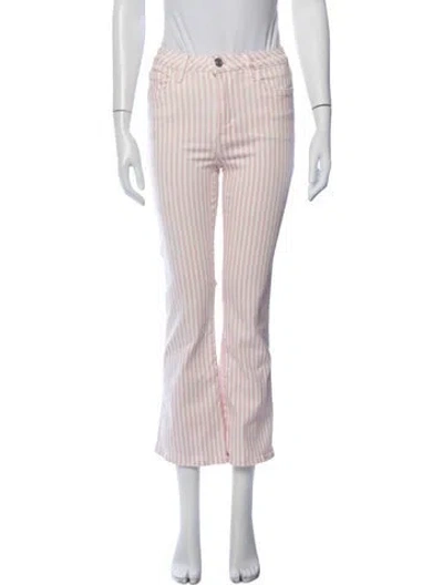 Pre-owned Frame Striped Flared Pants In Pink
