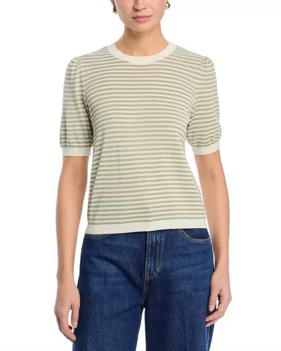 Frame Striped Gather Sweater In Sage Multi In Green