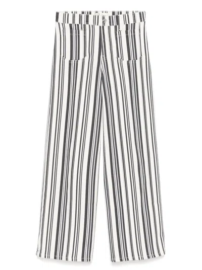 FRAME STRIPED HIGH-RISE WIDE-LEG JEANS