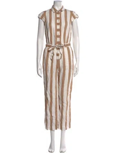 Pre-owned Frame Striped Jumpsuit In Neutral