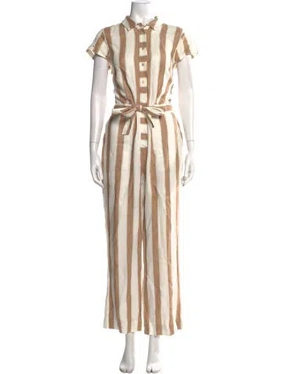 Pre-owned Frame Striped Jumpsuit In White