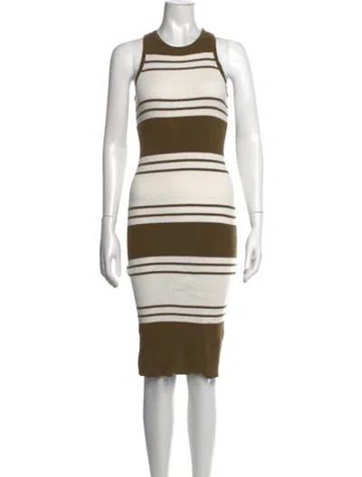 Pre-owned Frame Striped Knee-length Dress In Green