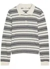 Frame Black And White Long-sleeved Polo Shirt With Striped Motif In Fabric Woman In Multi