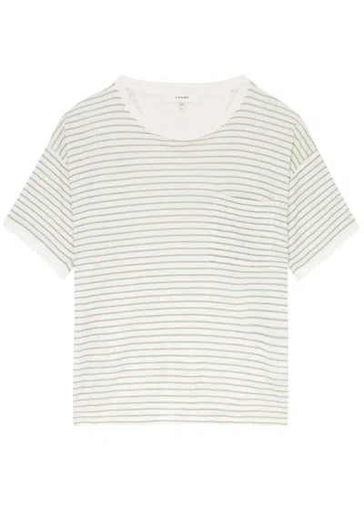 Frame Striped Linen T-shirt In Green