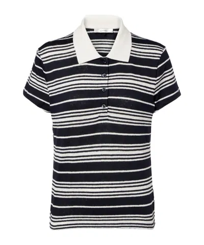 Frame Striped Linen-blend Polo Shirt In Pattern