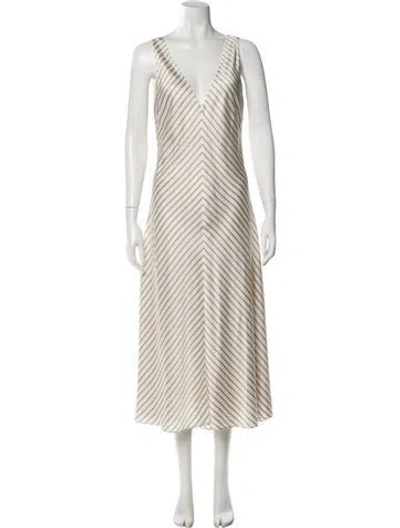 Pre-owned Frame Striped Long Dress In Neutral