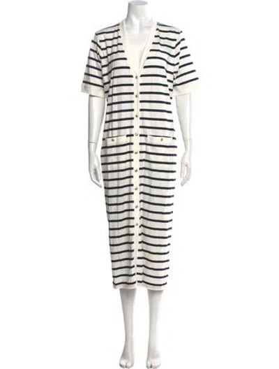Pre-owned Frame Striped Long Dress W/ Tags In White
