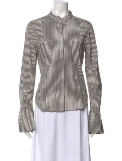 Pre-owned Frame Striped Long Sleeve Blouse In Multi