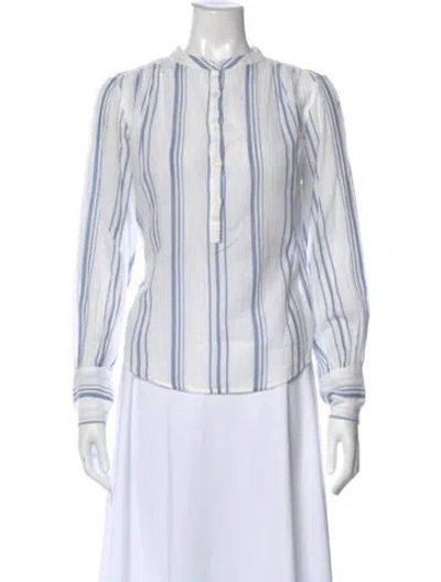 Pre-owned Frame Striped Long Sleeve Blouse In Multi