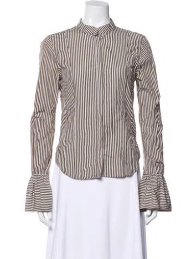 Pre-owned Frame Striped Long Sleeve Blouse In Multi