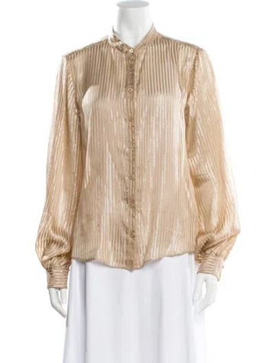 Pre-owned Frame Striped Long Sleeve Blouse In Neutral