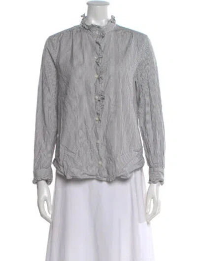 Pre-owned Frame Striped Long Sleeve Blouse In Neutral
