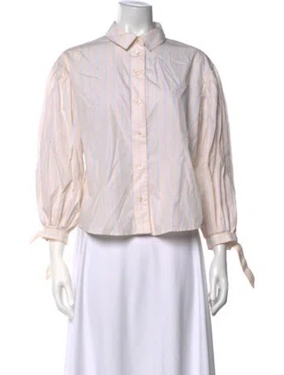 Pre-owned Frame Striped Long Sleeve Blouse In Pink