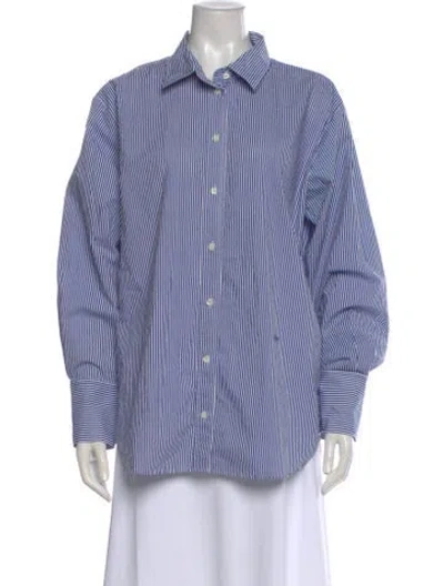 Pre-owned Frame Striped Long Sleeve Button-up Top In Multi