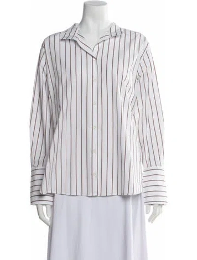 Pre-owned Frame Striped Long Sleeve Button-up Top In Multi