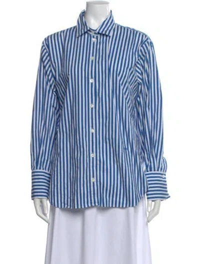 Pre-owned Frame Striped Long Sleeve Button-up Top In Multi
