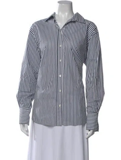 Pre-owned Frame Striped Long Sleeve Button-up Top In Multi