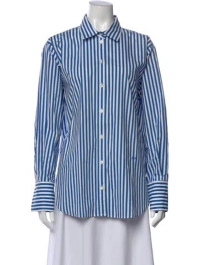 Pre-owned Frame Striped Long Sleeve Button-up Top In Multi