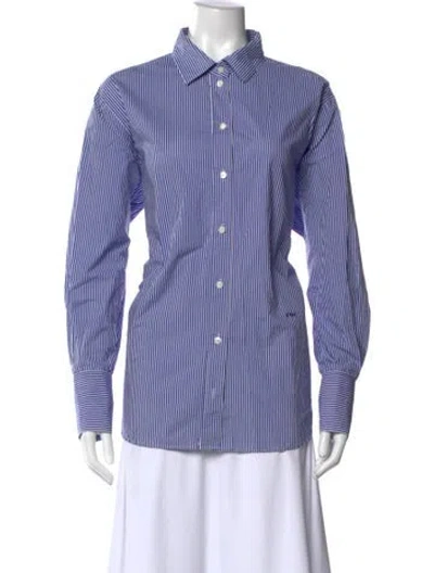 Pre-owned Frame Striped Long Sleeve Button-up Top In Multi