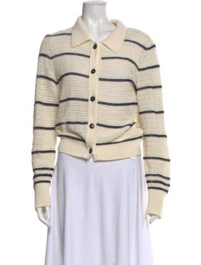 Pre-owned Frame Striped Long Sleeve Button-up Top In Neutral