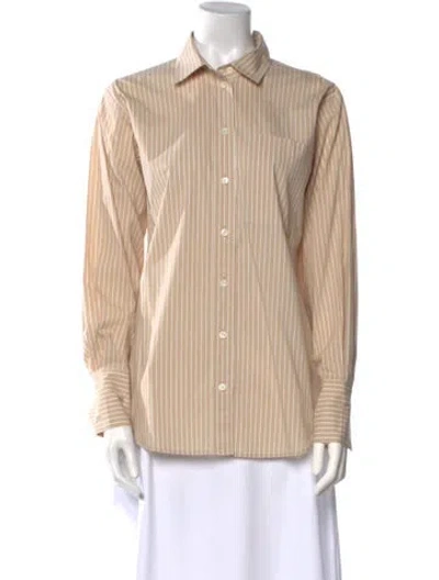 Pre-owned Frame Striped Long Sleeve Button-up Top In Neutral