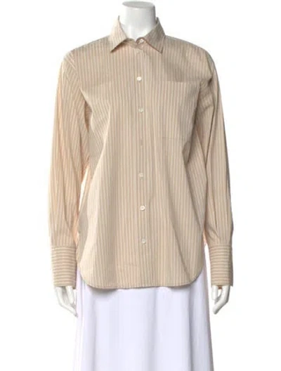 Pre-owned Frame Striped Long Sleeve Button-up Top In Neutral