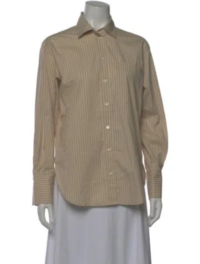 Pre-owned Frame Striped Long Sleeve Button-up Top In Neutral