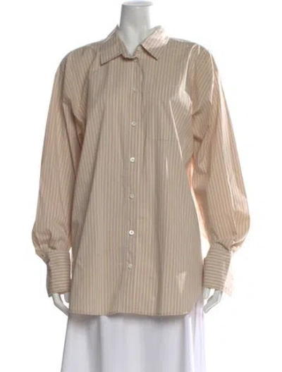 Pre-owned Frame Striped Long Sleeve Button-up Top In Neutral