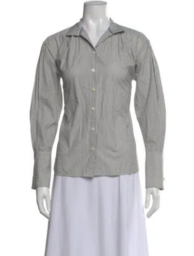Pre-owned Frame Striped Long Sleeve Button-up Top In Neutral