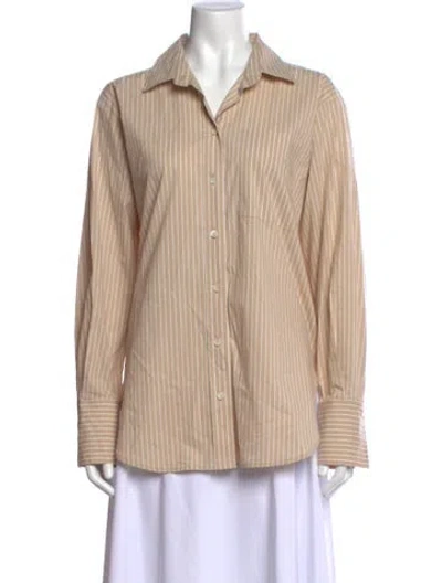Pre-owned Frame Striped Long Sleeve Button-up Top In Neutral