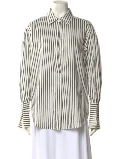 Pre-owned Frame Striped Long Sleeve Button-up Top W/ Tags In Multi
