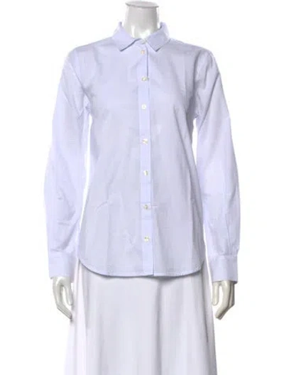 Pre-owned Frame Striped Long Sleeve Button-up Top W/ Tags In White