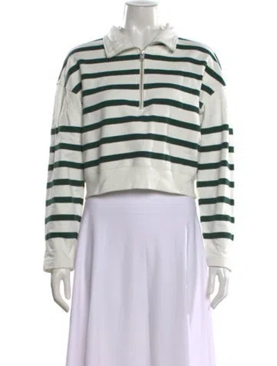 Pre-owned Frame Striped Long Sleeve Polo In White