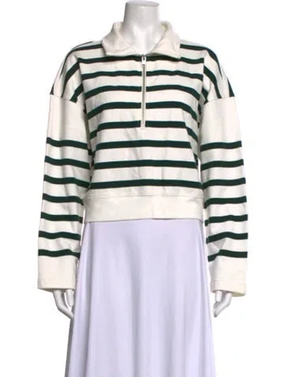 Pre-owned Frame Striped Long Sleeve Sweatshirt In White