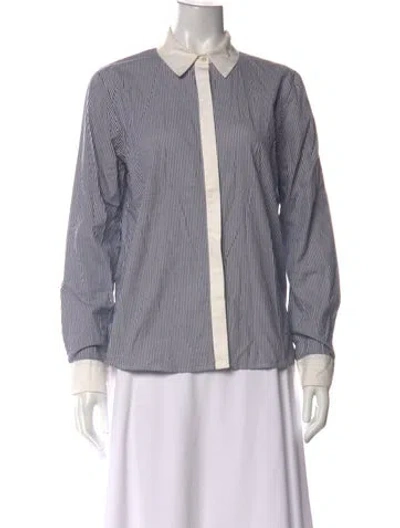 Pre-owned Frame Striped Long Sleeve Top In Blue