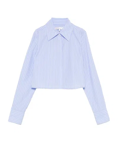 Frame Striped Long-sleeved Shirt In Blue