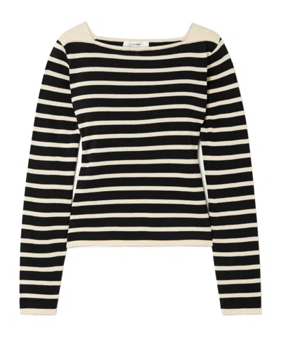 Frame Striped Long-sleeved Sweater In Black