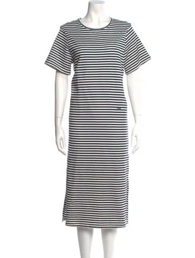 Pre-owned Frame Striped Midi Length Dress In Blue