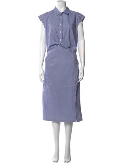 Pre-owned Frame Striped Midi Length Dress In Blue