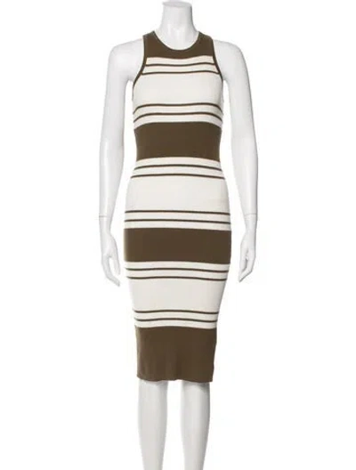 Pre-owned Frame Striped Midi Length Dress In Green