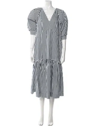Pre-owned Frame Striped Midi Length Dress In Green