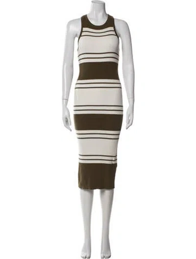 Pre-owned Frame Striped Midi Length Dress In Green