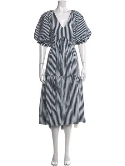 Pre-owned Frame Striped Midi Length Dress In Green