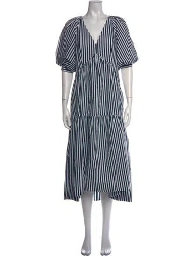 Pre-owned Frame Striped Midi Length Dress In Green
