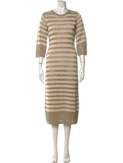 Pre-owned Frame Striped Midi Length Dress In Neutral