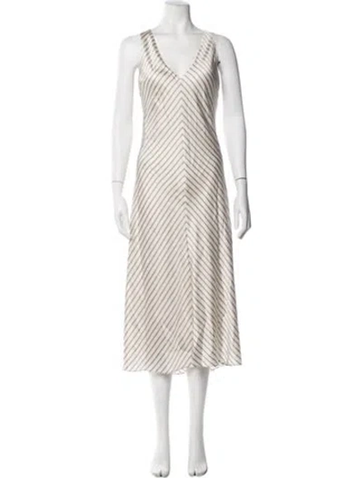 Pre-owned Frame Striped Midi Length Dress In Neutrals