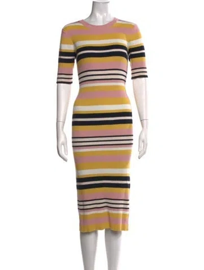 Pre-owned Frame Striped Midi Length Dress In Pink
