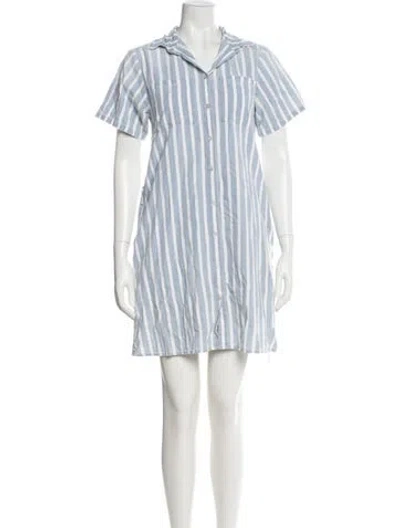 Pre-owned Frame Striped Mini Dress In Blue