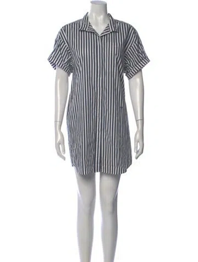 Pre-owned Frame Striped Mini Dress In Blue